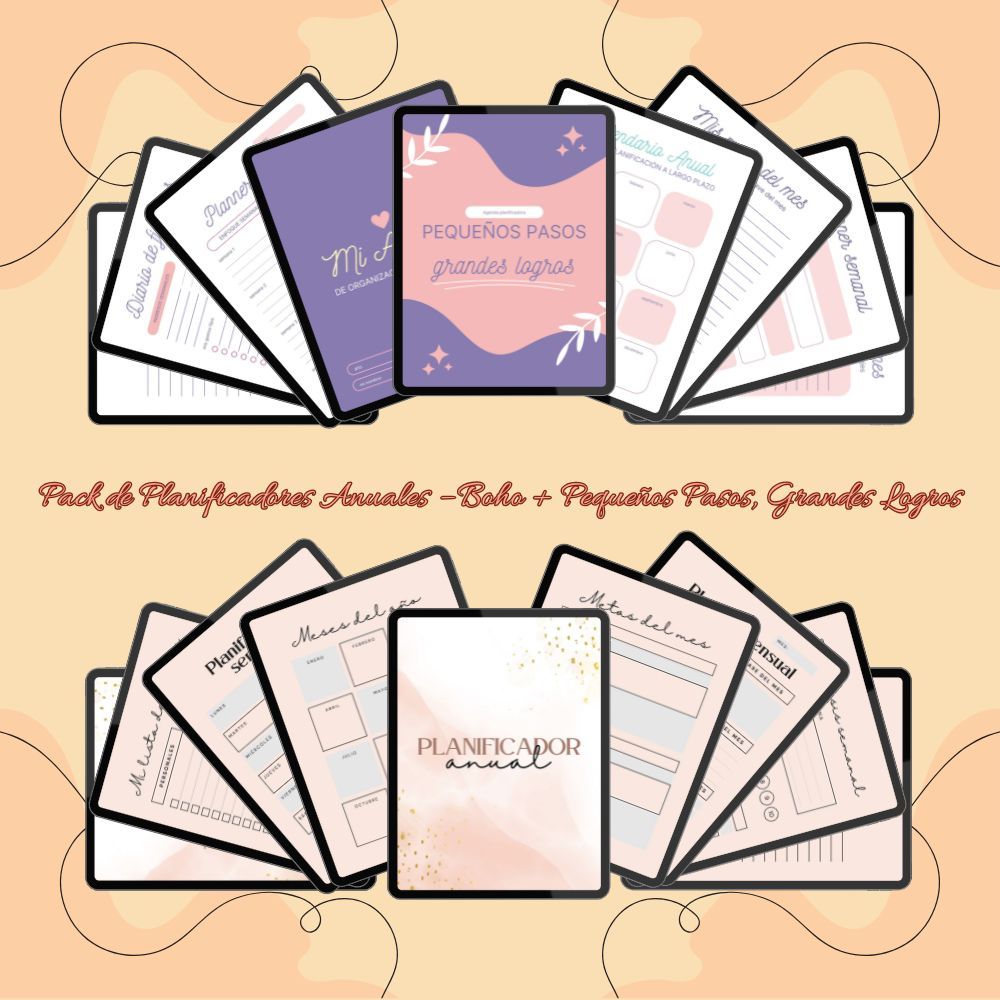 Pack de Planificadores Anuales – Boho + Pequeños Pasos, Grandes Logros