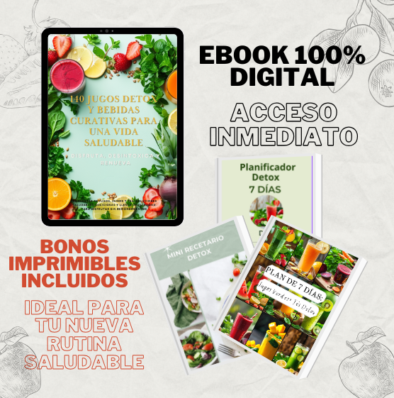 Renuévate en 7 Días ✨ Jugos y Tés Naturales para Desinflamar, Depurar y Recuperar tu Energía (140 recetas prácticas)