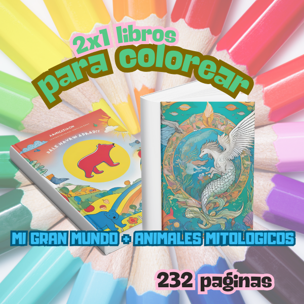 LIBRO PARA COLOREAR 2 EN 1: MUCHOS ANIMALES DIVERTIDOS Y ESCENARIOS FAVORITOS CON IMÁGENES PARA COLOREAR PARA NIÑOS Y ADULTOS, ANIMALES, GRIFOS... ¡UNA MARAVILLOSA EXPERIENCIA CREATIVA