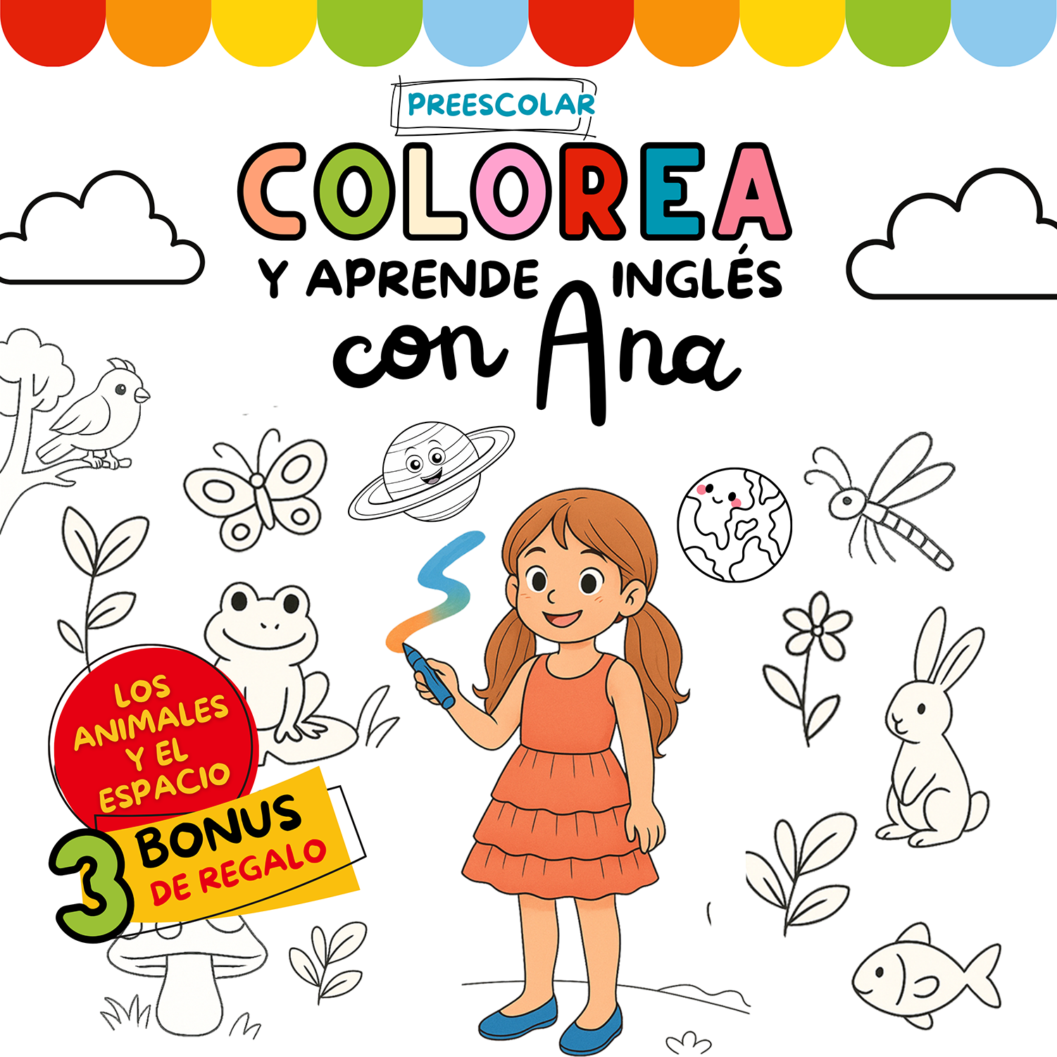 Colorea y aprende inglés con Ana