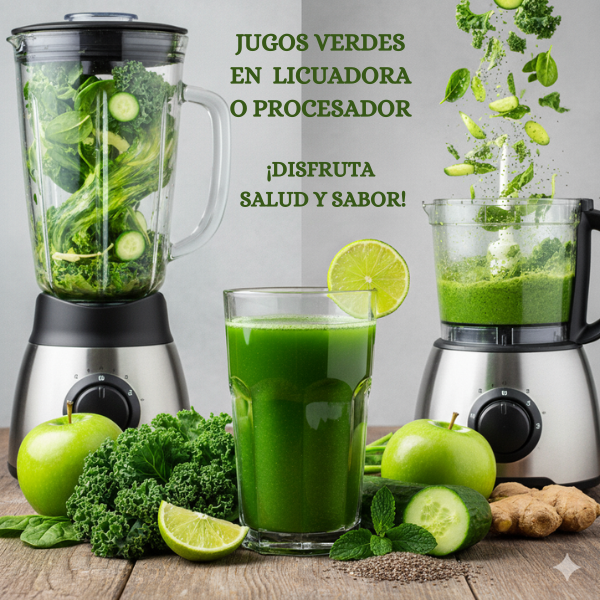Jugos Verdes en Licuadora o Procesador: Disfruta Salud y Sabor