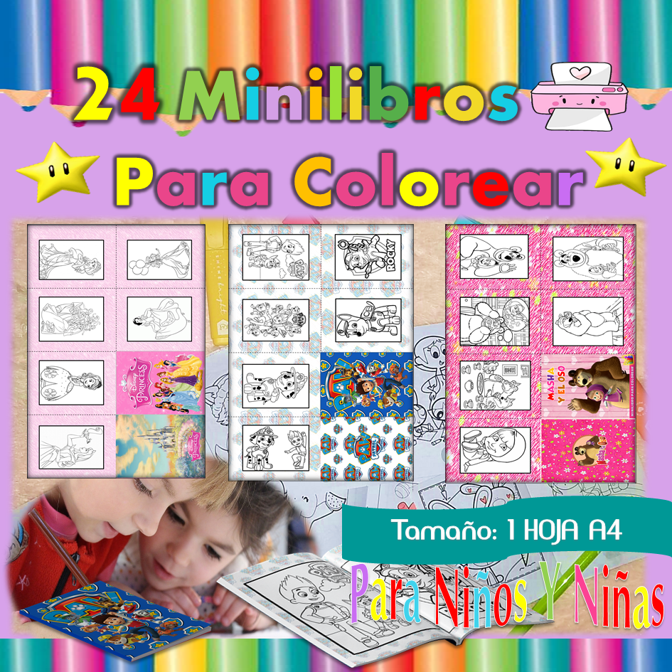 Pack 24 Minilibros Para Colorear