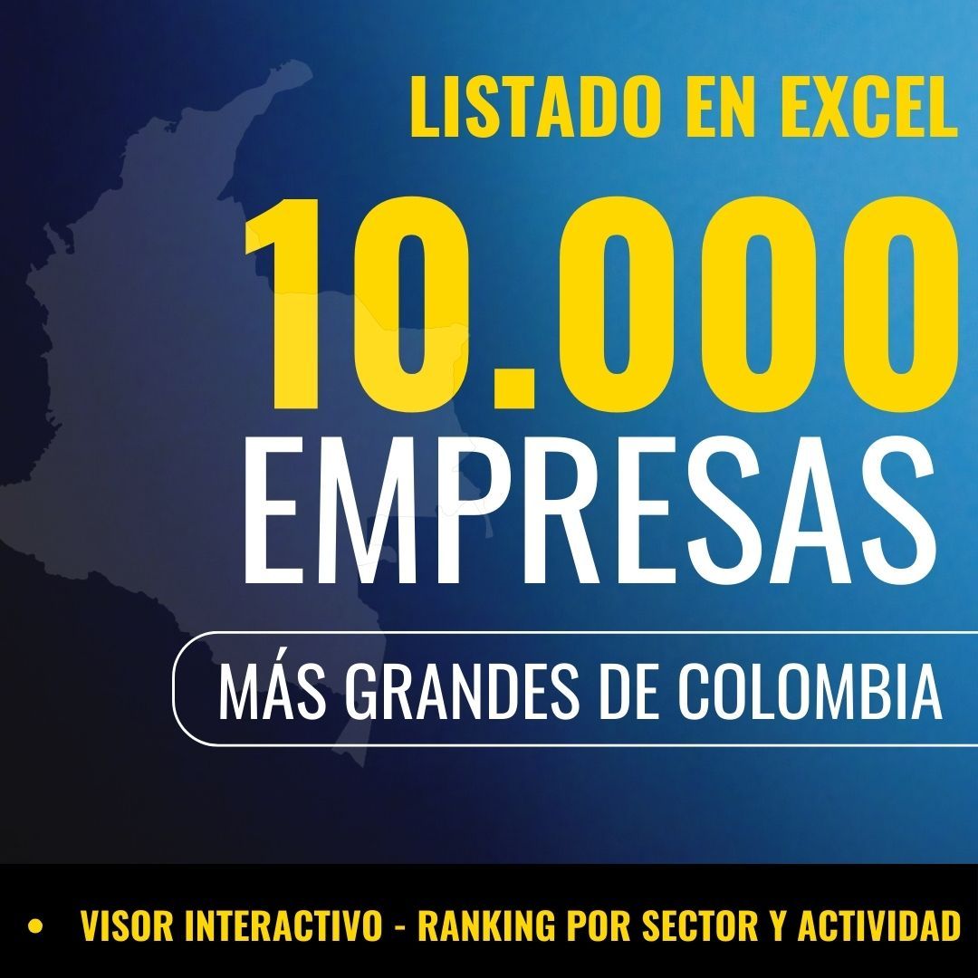Las Empresas más grandes de Colombia. 10 Mil Empresas más importantes en Visor Interactivo y Excel