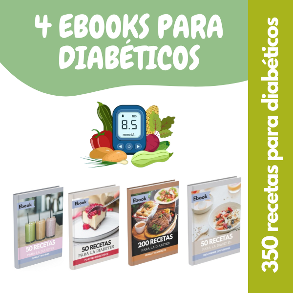 4 Ebooks con 350 recetas para personas con diabetes
