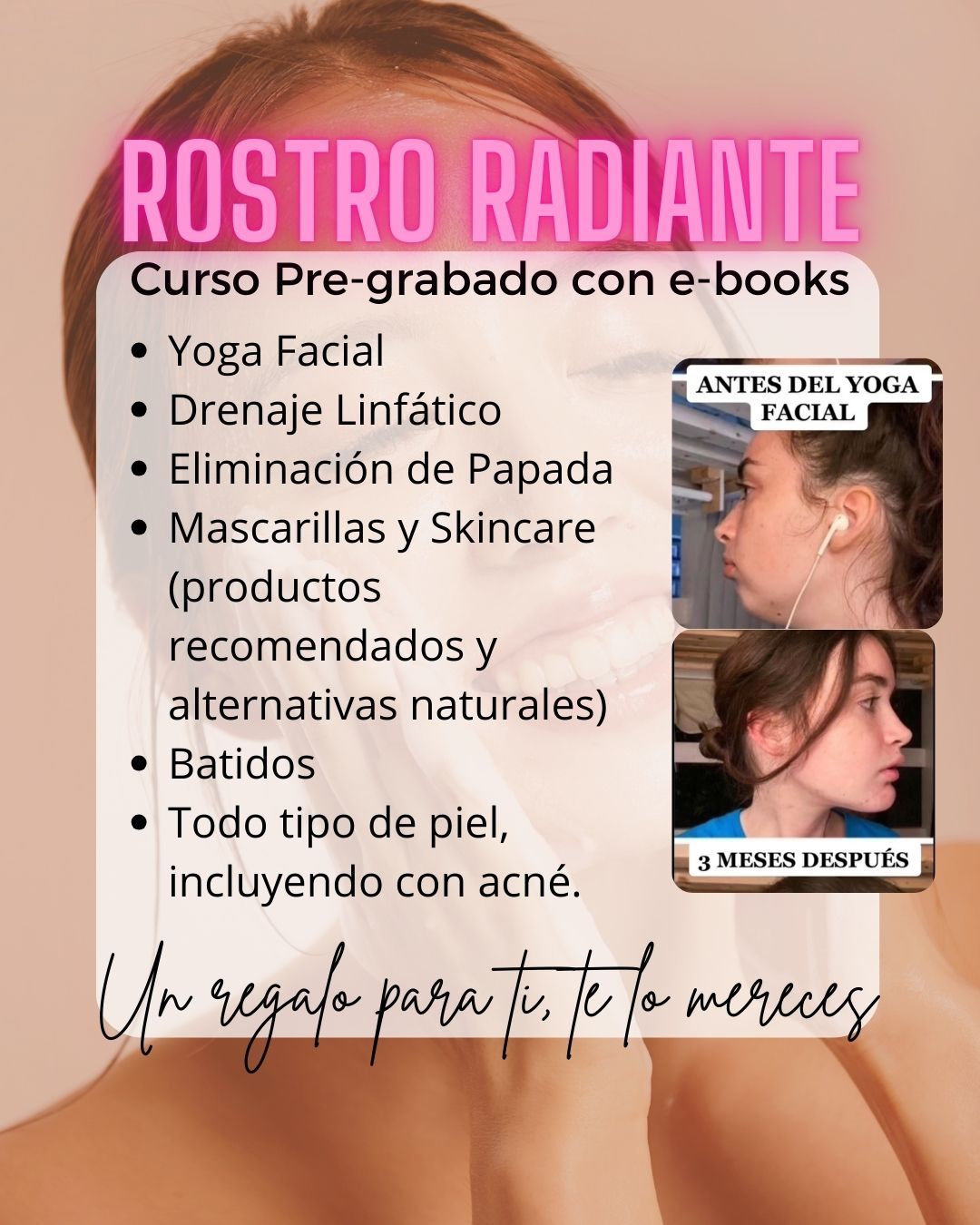 Rostro Radiante: Curso Pre-grabado de Yoga Facial, Drenaje Linfático y Eliminación de Papada