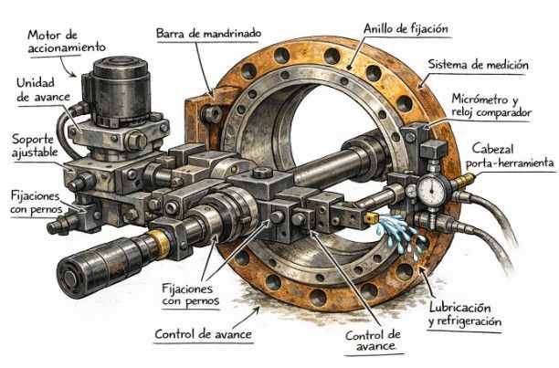 MAQUINA BARRENADORA CON TORNO PORTATIL