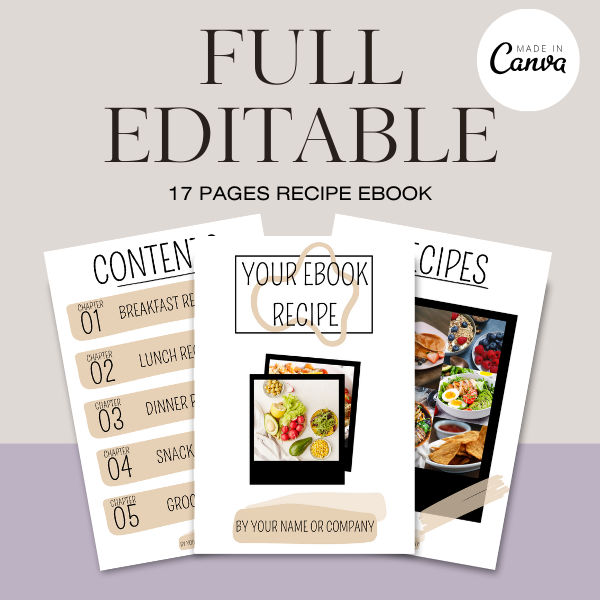 Cookbook Template | Customizable Recipe Book | Printable Recipe Collection | Canva Templates