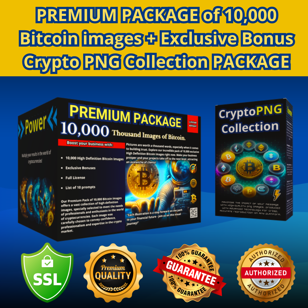 PREMIUM PACKAGE of 10,000 Bitcoin images + Exclusive Bonus Crypto PNG Collection PACKAGE