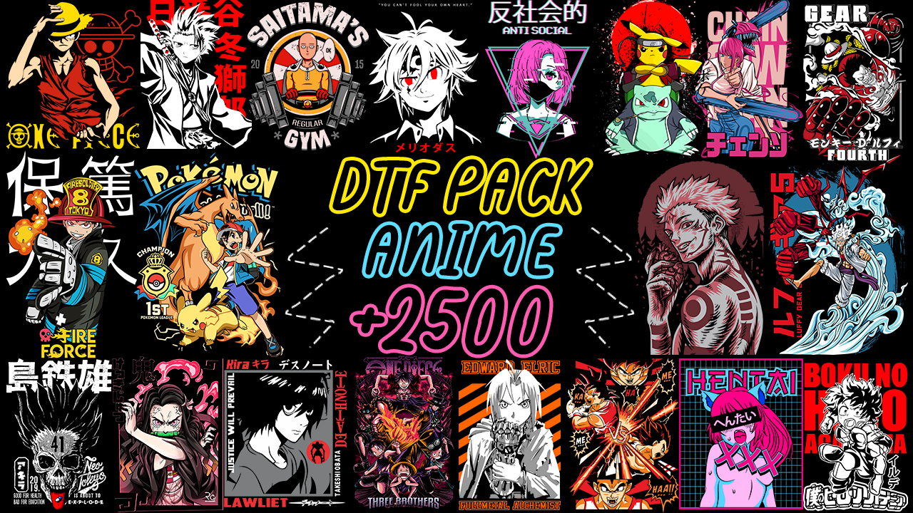 DTF Anime Designs +2500 for Sublimating T-Shirts, Mugs and More ! Super Pack ⭐