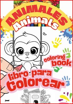 Libro de animales para colorear en ingles y español