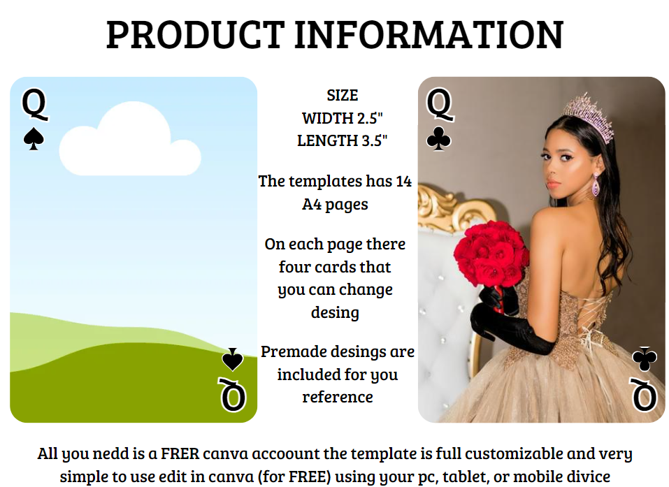 Plantilla Editables Canva de naipes personalizados