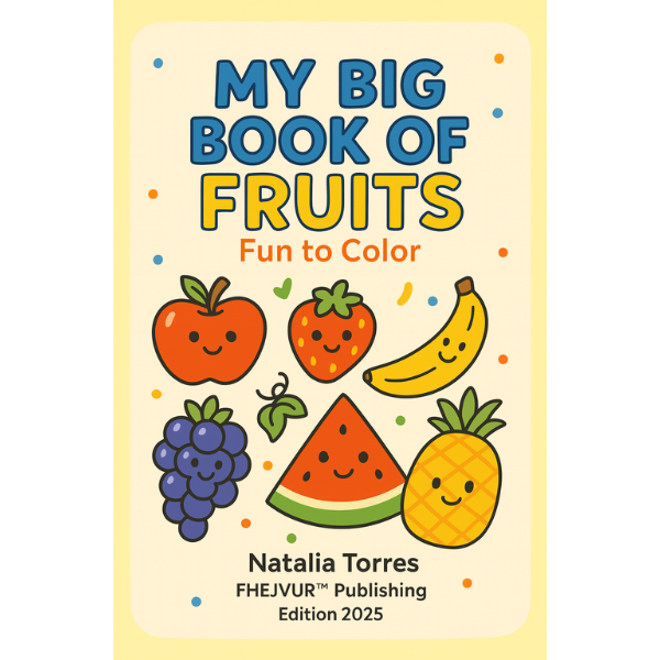 My Big Fruit Book – Bilingual Coloring Book (Spanish–English) | 55 Fruit Coloring Pages for Kids - Digital delivery