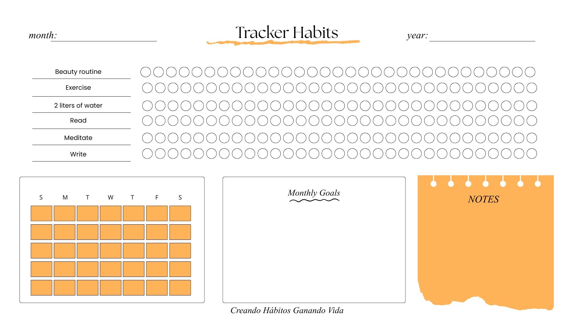 Habit Tracker – Orange Edition
