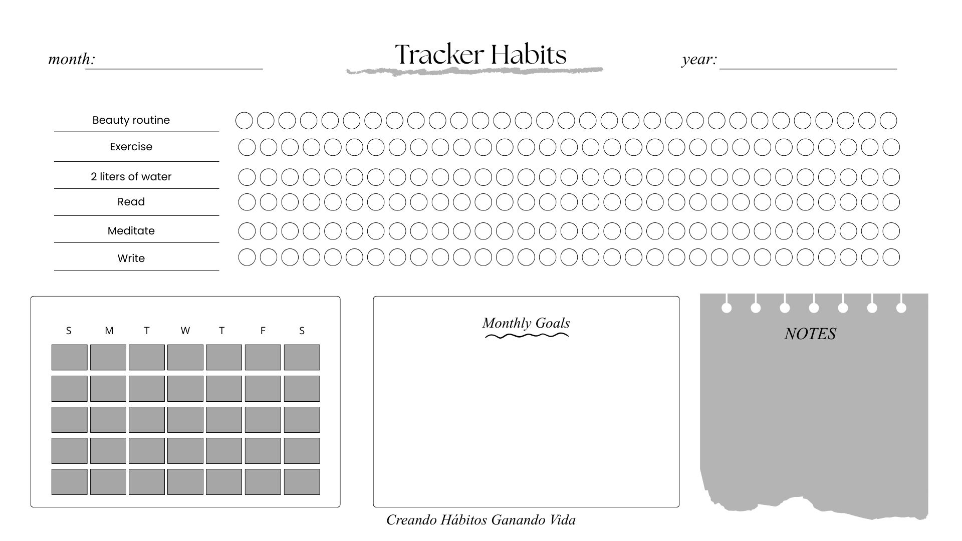 Habit Tracker – Gray Edition
