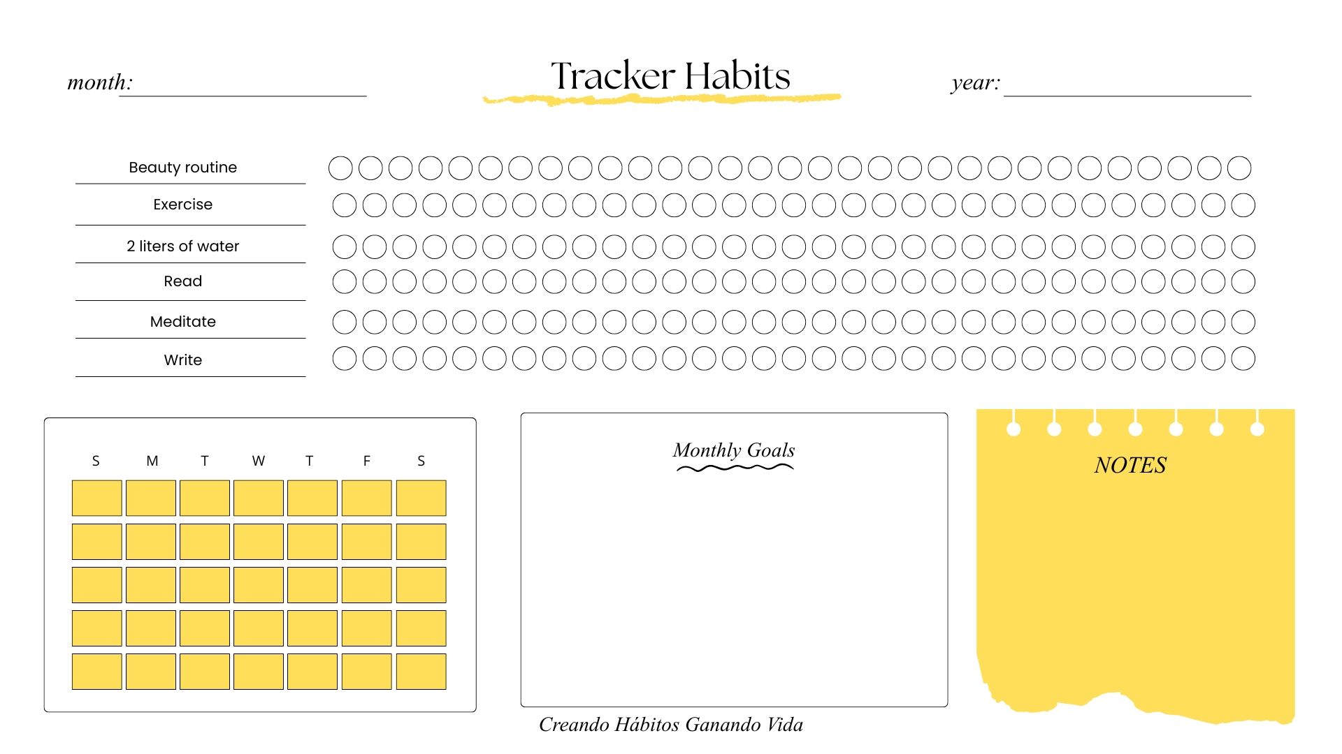 Habit Tracker – Yellow Edition