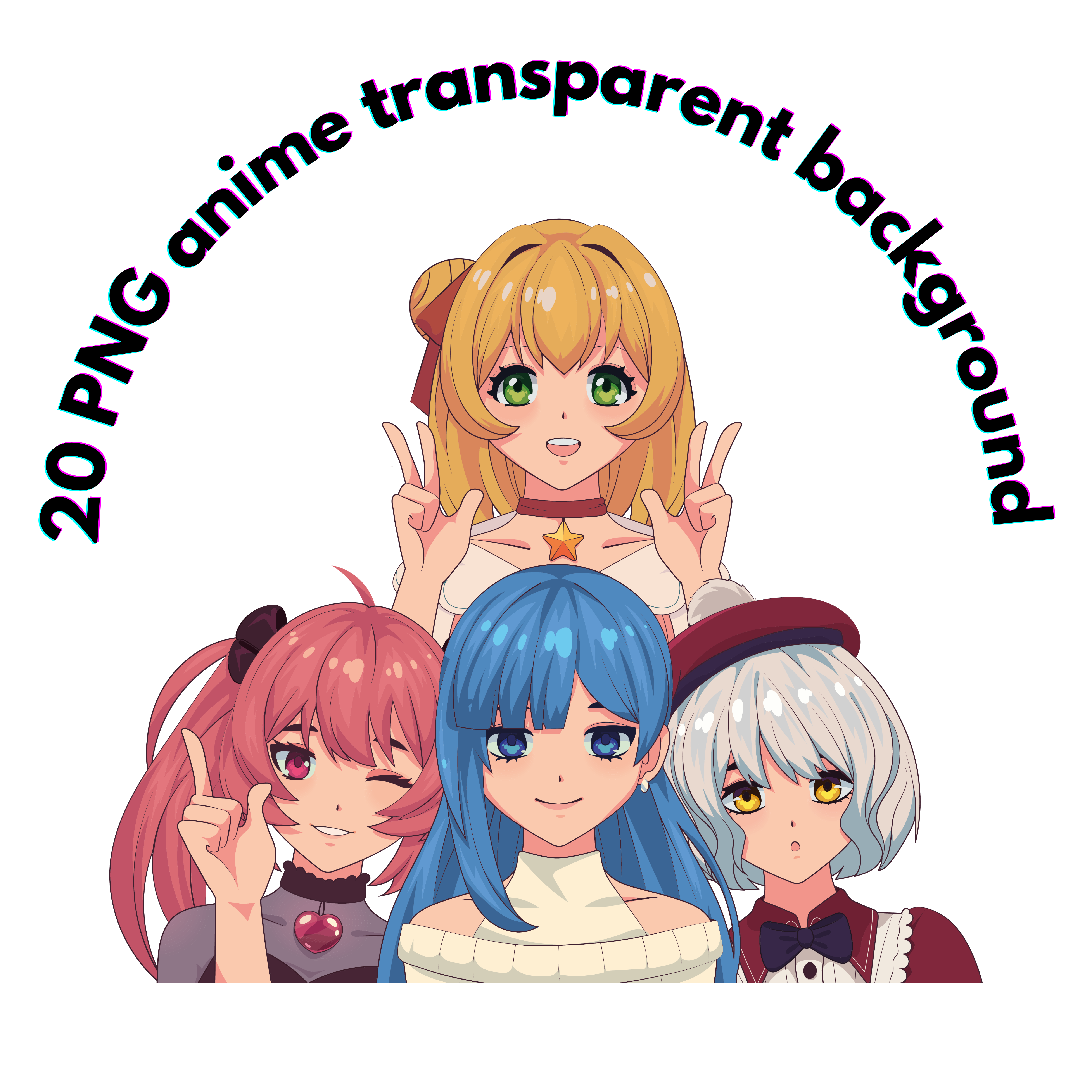 Anime Sublimation Bundle Cute Transparent Png Anime Design for print on demand