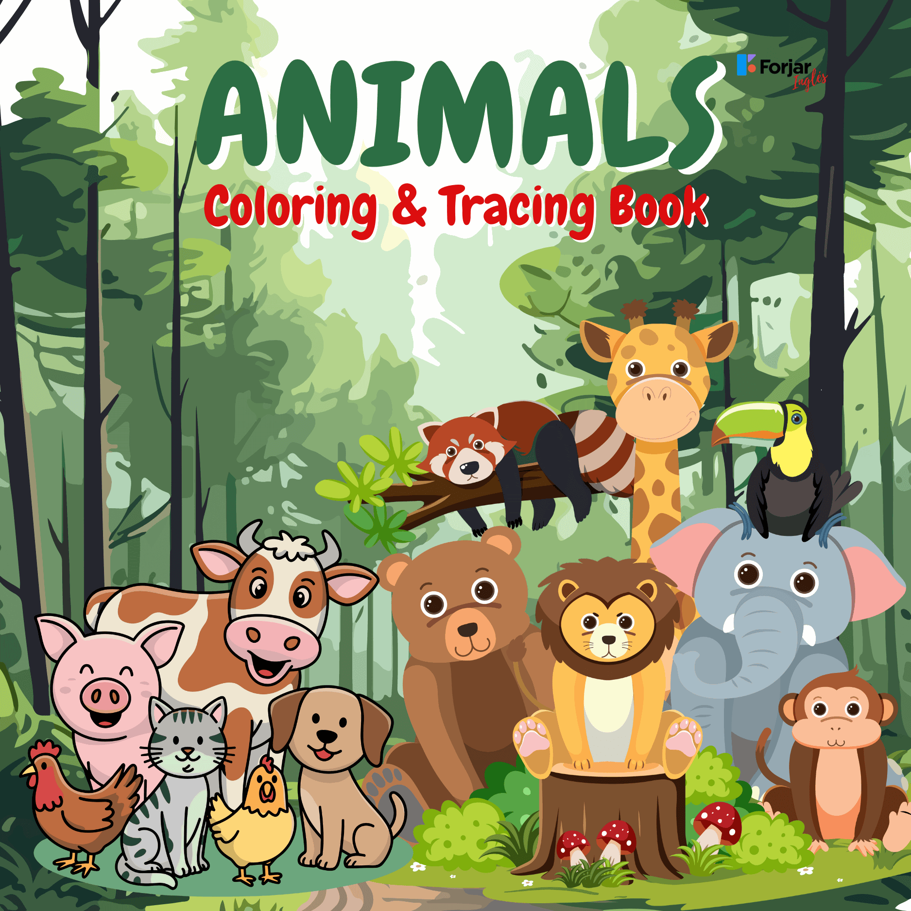 Animals Coloring & Tracing Book Pack (Ages 4–7)