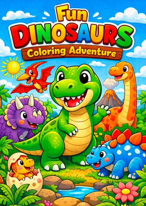 FUN DINOSAURS, coloring adventure