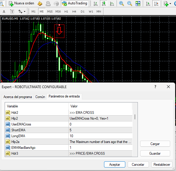 (CRUCE DE MEDIAS MOVILES) ROBOT EA ULTIMATE - CROSSING OFF MOVING AVERAGE
