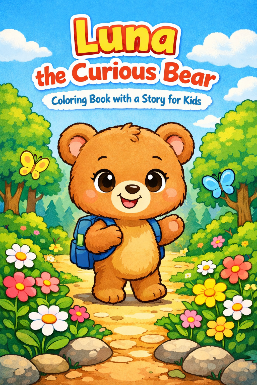 Luna the Curious Bear | Story-Based Coloring Book for Kids (Ages 3–6)