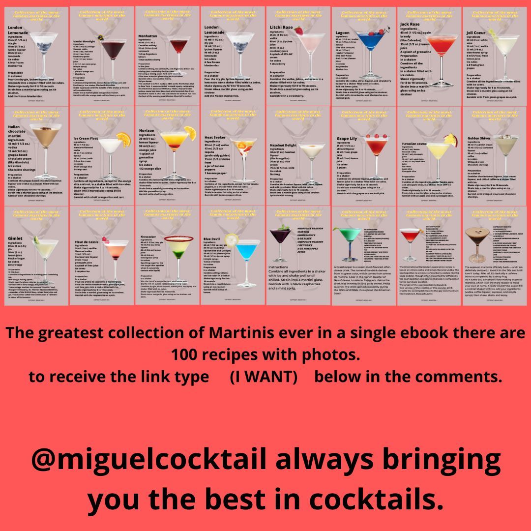 Collection of the most famous martinis in the world