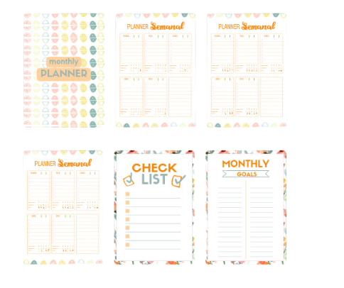 green and orange weekly planner