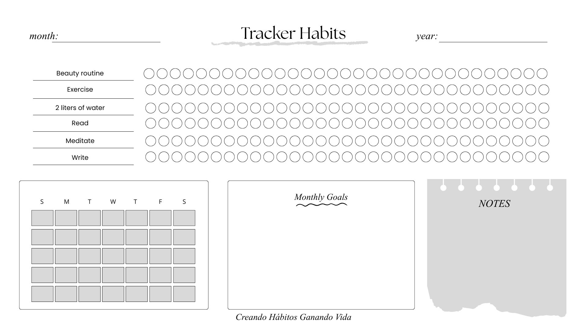 Habit Tracker – Light Gray Edition
