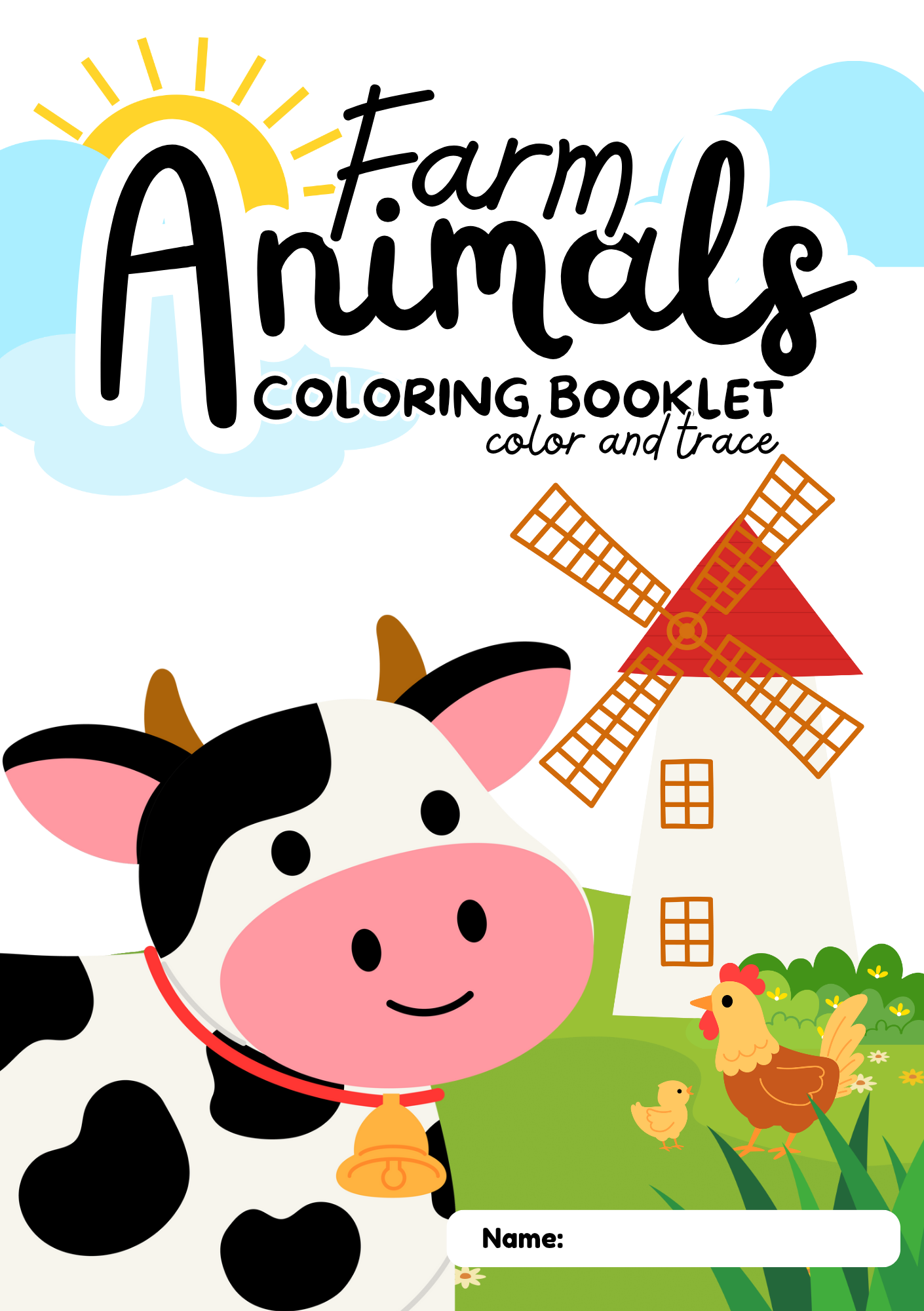 Farm Animals Coloring Booklet – Color and Trace Fun for Kids