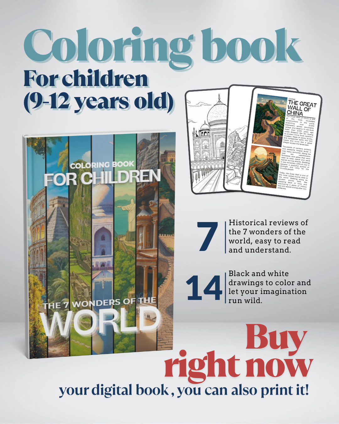 Wonders of the World – Coloring & Learning Book for Kids