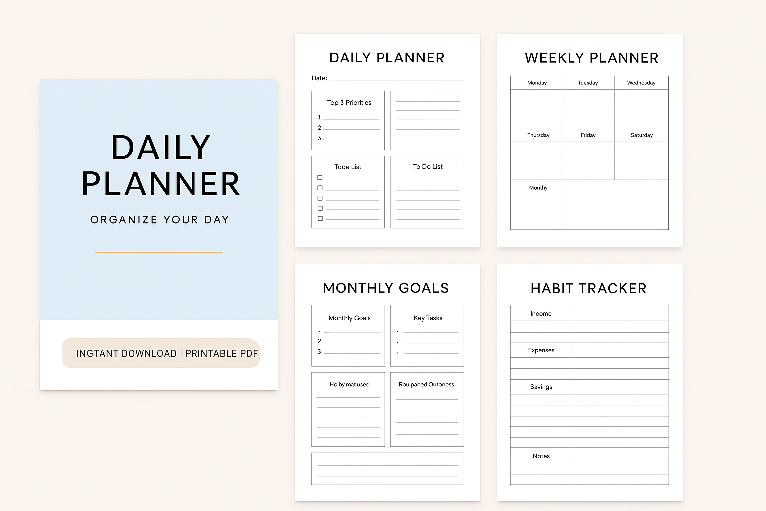 Ultimate Daily & Life Planner – Printable PDF (10 Pages)