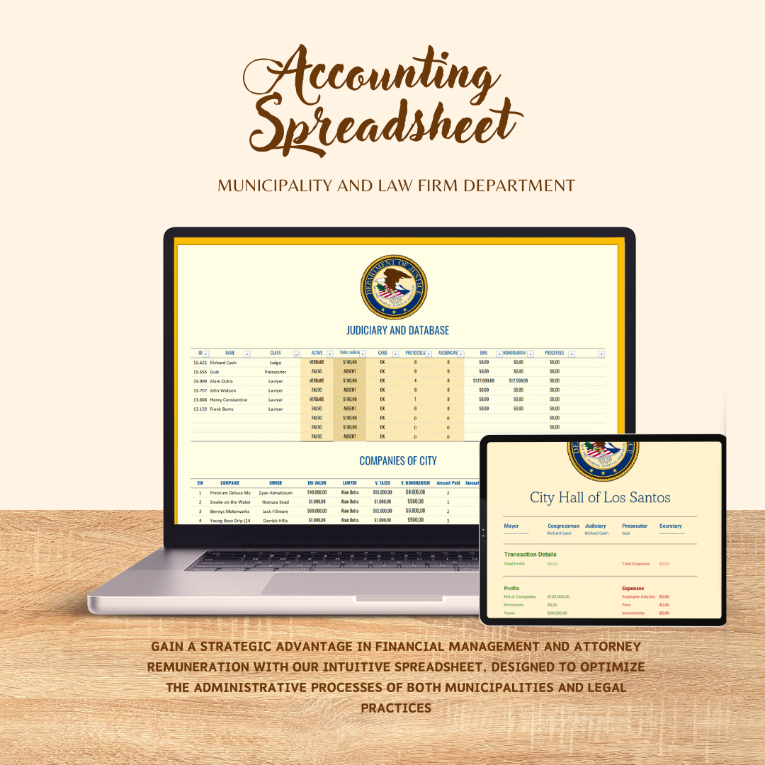 Accounting Spreadsheet - Municipality and Law Firm Department