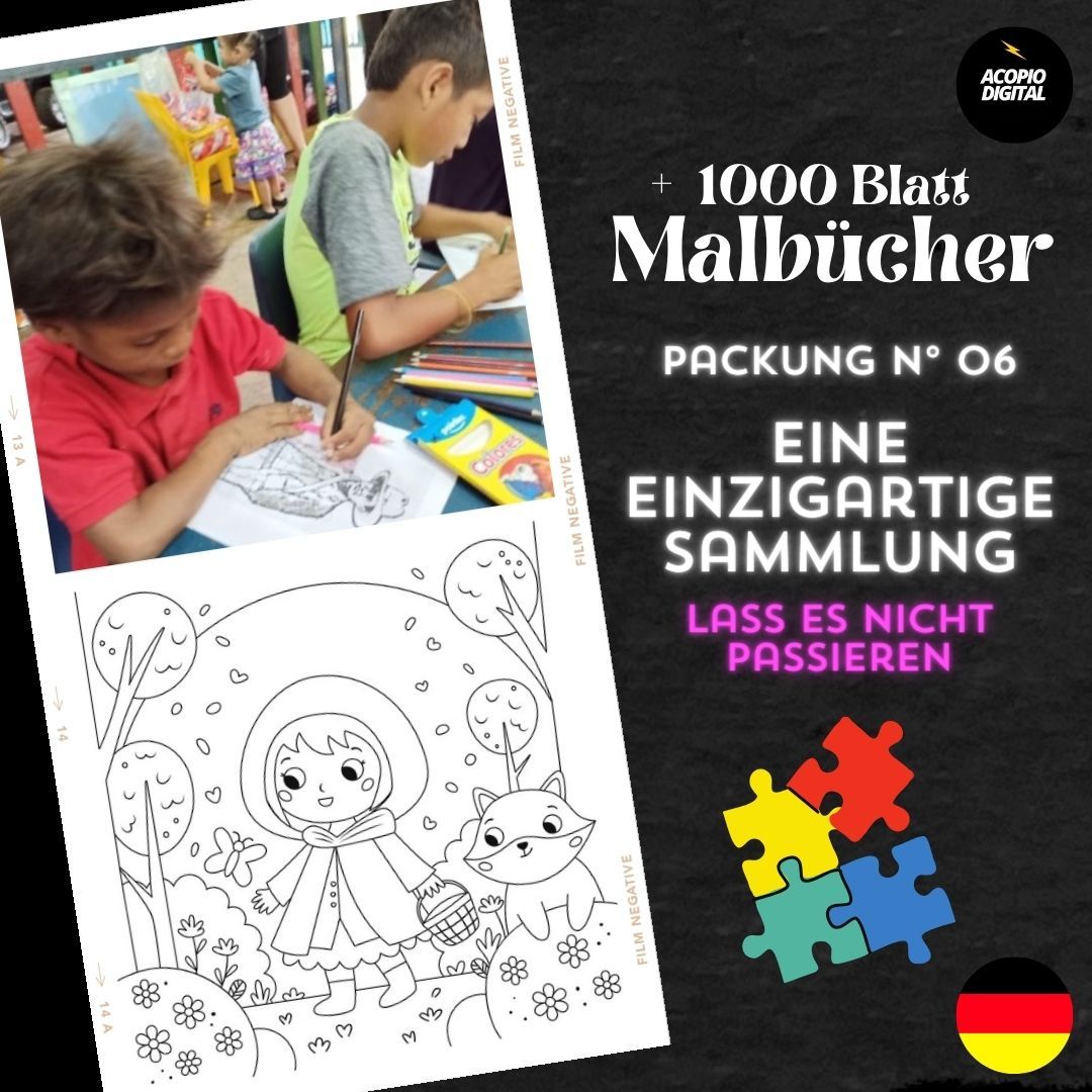 Kindergeschichten zum Ausmalen | Über 1000 Seiten in 11 exklusiven PDFs | Packung Nr. 06