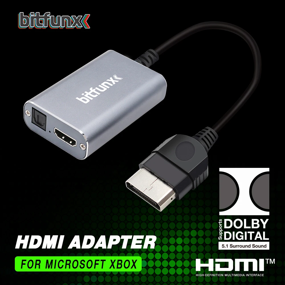Bitfunx HDMI™ Adapter for XBOX Classic Retro Gaming Consoles HD Cable Accepts 5.1 Dolby Digital Surround Sound