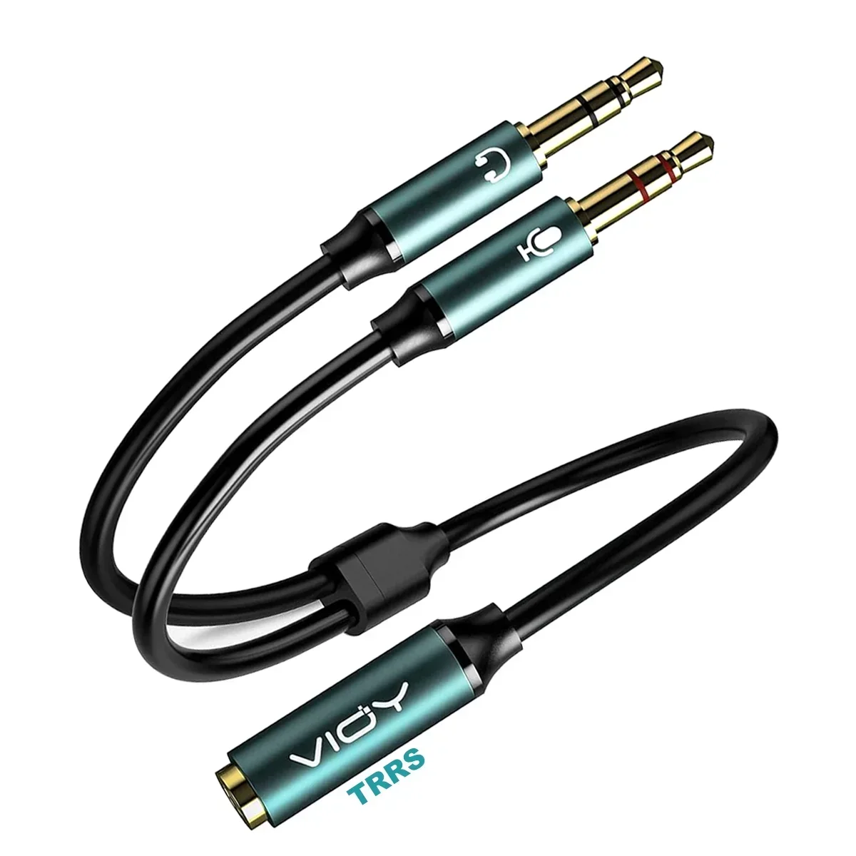 Headphone Splitter for Computer Jack 3.5mm Female TRRS To 2 Male TRS Audio Adapter Cables for Gaming Headset PC Phone Laptop Etc