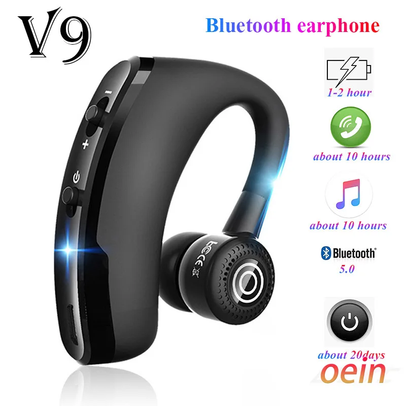 V9 Earphones Bluetooth Headphones Handsfree Wireless Headset Business Headset Drive Call Sports Earphones for iPhone Samsung