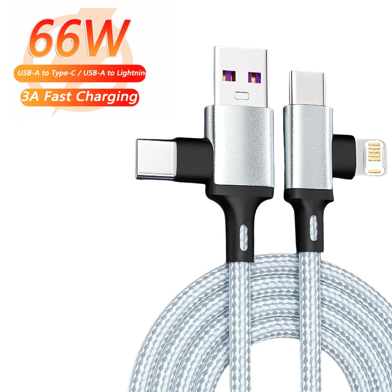 PD 2 in 1 USB A Cable Type C To Lightnin Fast Charging Cable For iPhone 16 15 14 13 11Pro Max iPad Xiaomi Huawe Samsung