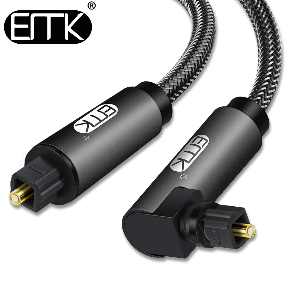 EMK 90 Degree Digital Optical Audio Cable 5.1 Right Angle Toslink SPDIF Cable for Blu-ray Player Xbox Soundbar Fiber Cable