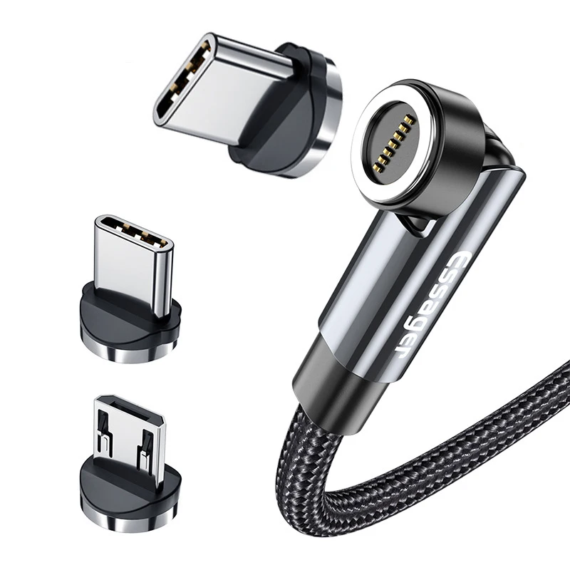 Essager 540 Rotate Magnetic Cable 3A Fast Charging Micro USB Type C Cable for iPhone Xiaomi Magnet Charger Phone Wire Cable Data
