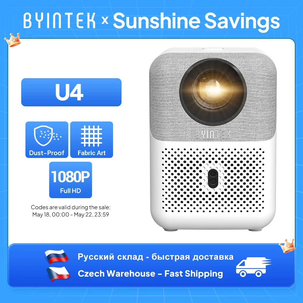 BYINTEK LOVE U4 Projector 4K Smart 1080P Mini Home Theater Video Android WIFI for Smartphone Cinema
