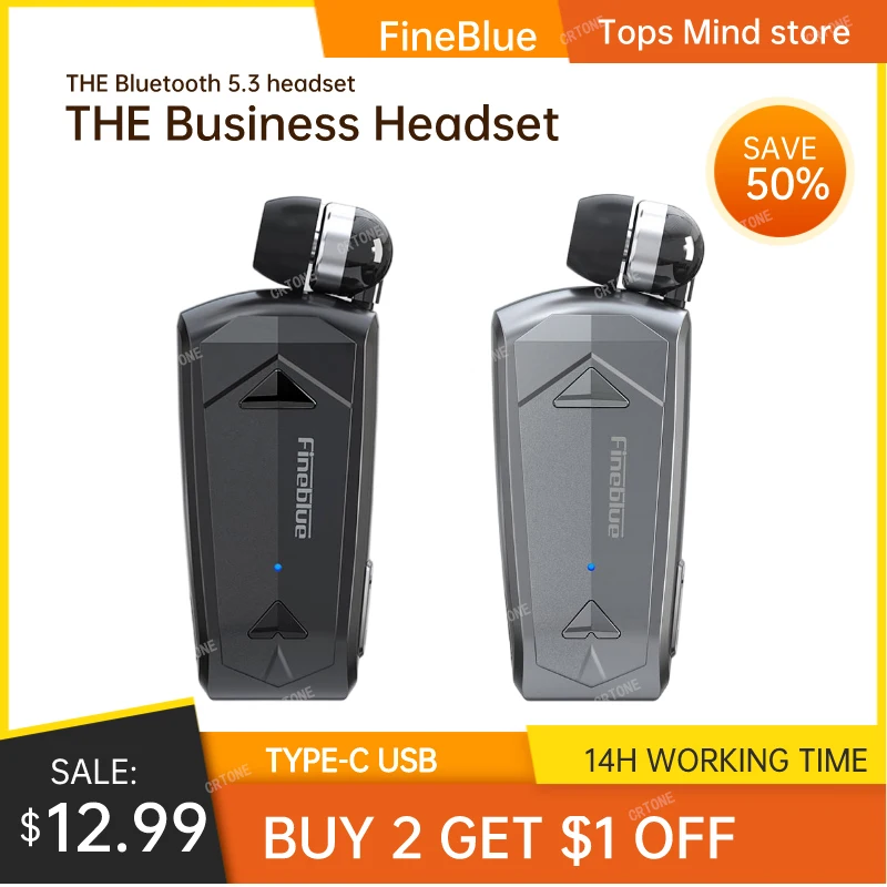 Fineblue F520 Mini Wireless Earphone Bluetooth 5.3 Retractable Portable Headset Calls Remind Vibration Sport Run Headphone F920