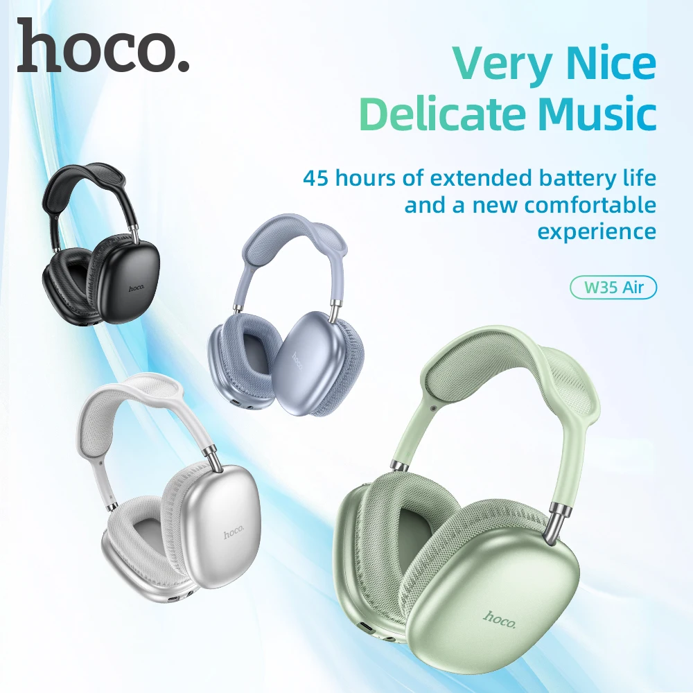 HOCO W35 Air Over-ear Bluetooth Headphones Wireless Sports headset Suport TF card AUX mode Stereo Smart Gaming Student Earphones