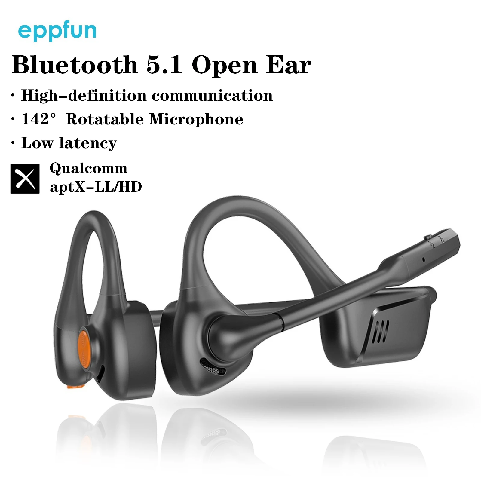 Open Ear Bluetooth 5.1 Headset Aptx HD/ LL Noise Canceling Microphone, Long 24H Wireless Headset for Cellphone PC Laptop