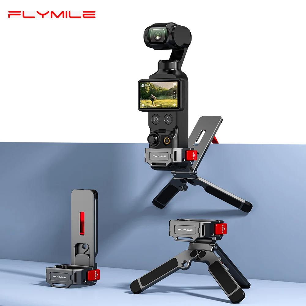 Flymile Magnetic Metal Tripod for DJI Osmo Pocket 4/Pocket 3 Magnetic Foldable Selfie Stick Mantis Hook Stand for Desktop Video