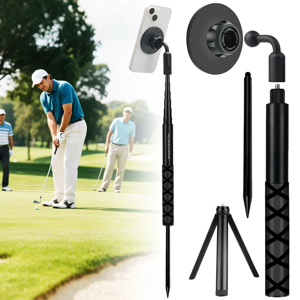 Metal Magnetic Golf Tripod Stand Telescopic Magnet Selfie Stick Monopod for Golf Traing Aid Swing Recording for Magsafe iPhone