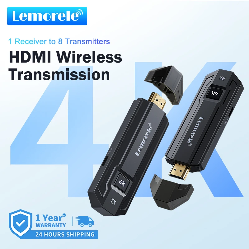 Lemorele 4K Wireless HDMI Transceiver Video Transmitter and Receiver Low Latency for PC Camera Projector TV Gaming Home Theater
