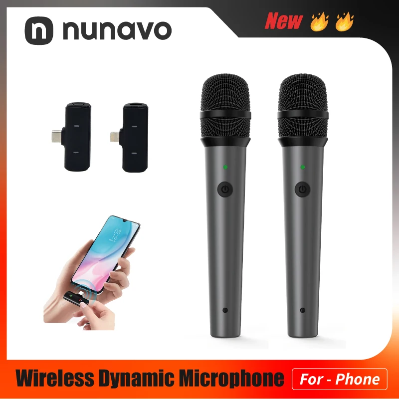 NUNAVO wireless microphone Interview professional microfeono Mic Handle broadcast microphone handheld for iphone smart phone