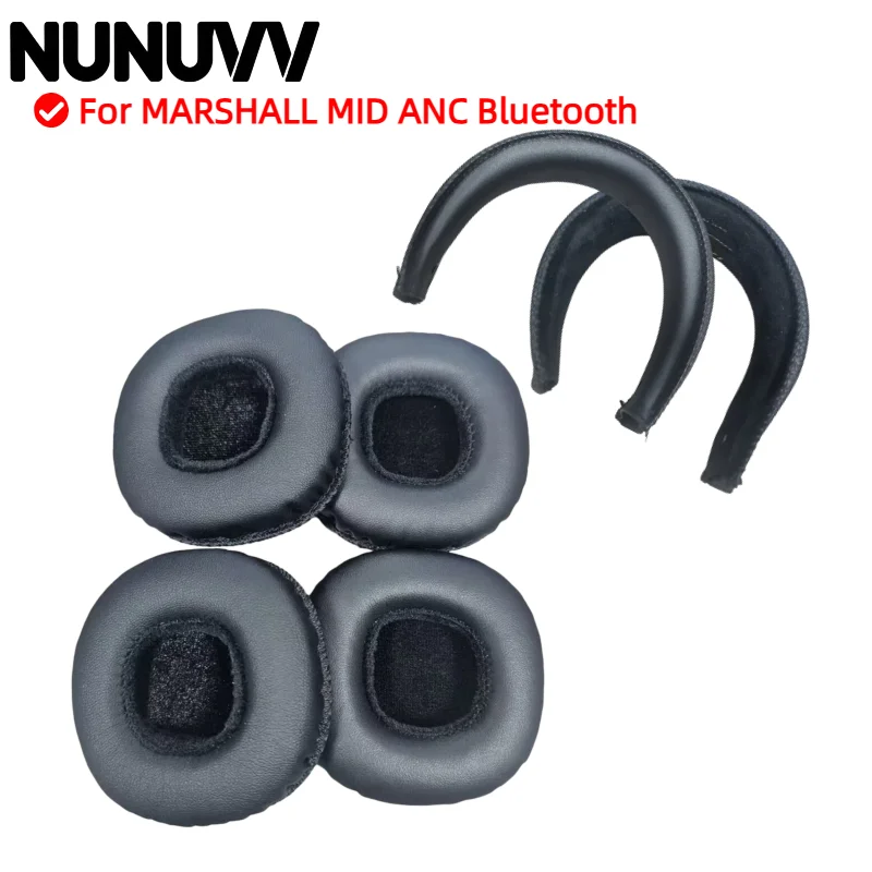 NUNUVV Replacement Earpads For MARSHALL MID ANC Bluetooth Headphones Memory Foam Ear Cushions Earmuff headset Gamer Leather case
