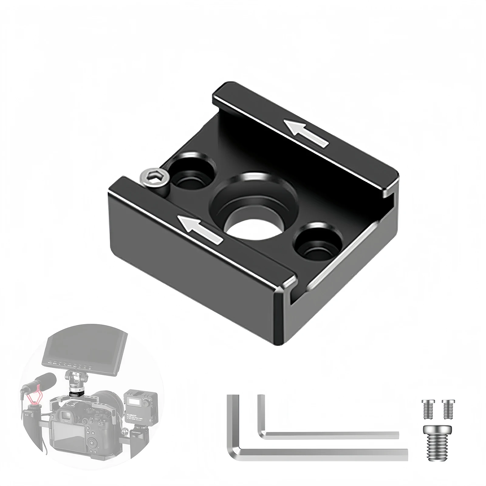 Lanxire Cold Shoe Mount Adapter, Cold Shoe Bracket with 1/4