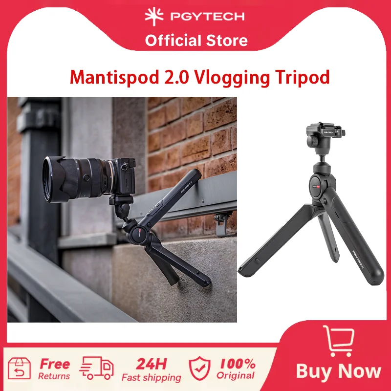 PGYTECH MANTISPOD 2.0 Bluetooth Mini Camera Vlogging Tripod|6 Modes Small Travel Flexible DSLR Pocket Stand With Remote Control