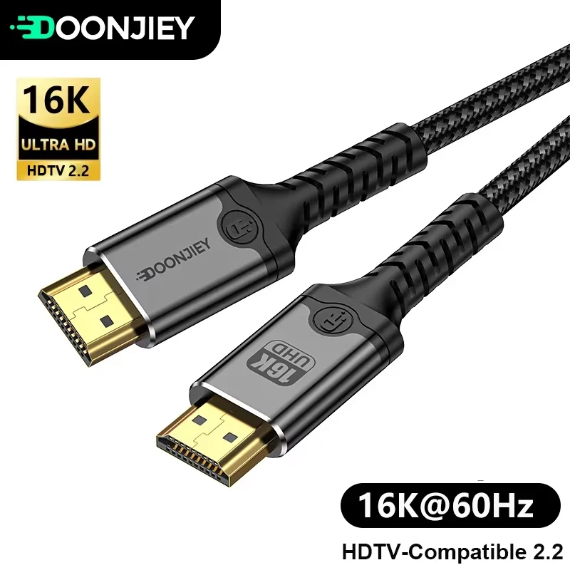 16K HDMI-Compatible Cable Ultra High Speed HDMI2.2 Male-Male Braided HDR Digital Video Cable For PS5 HDTV Blu-ray Xiaomi Mi Box